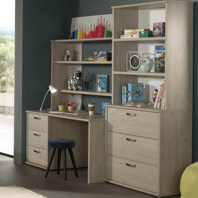 Bureau enfant contemporain chêne clair Stefi